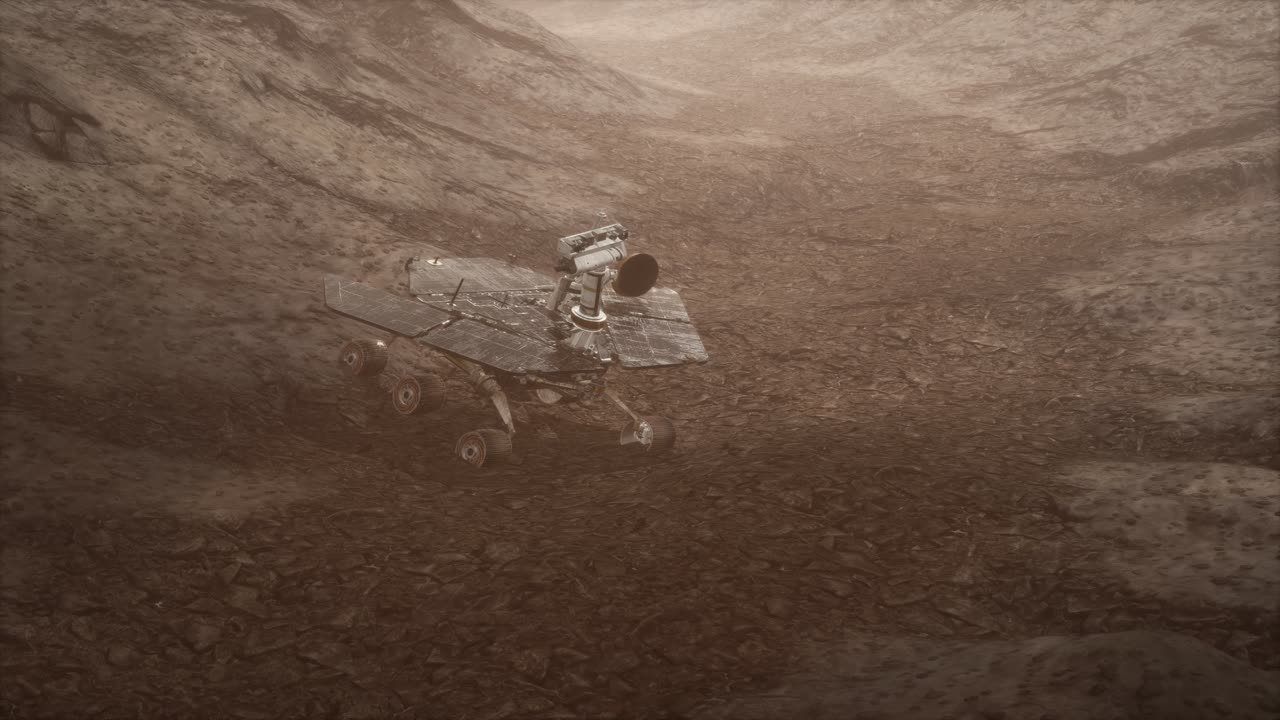 Opportunity-luotain tutkimassa punaisen planeetan pintaa.
