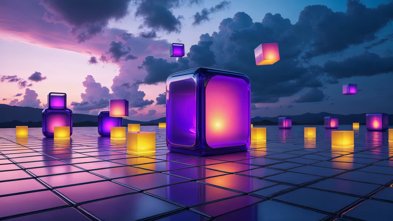 Luminous Cubes on a Grid at Twilight