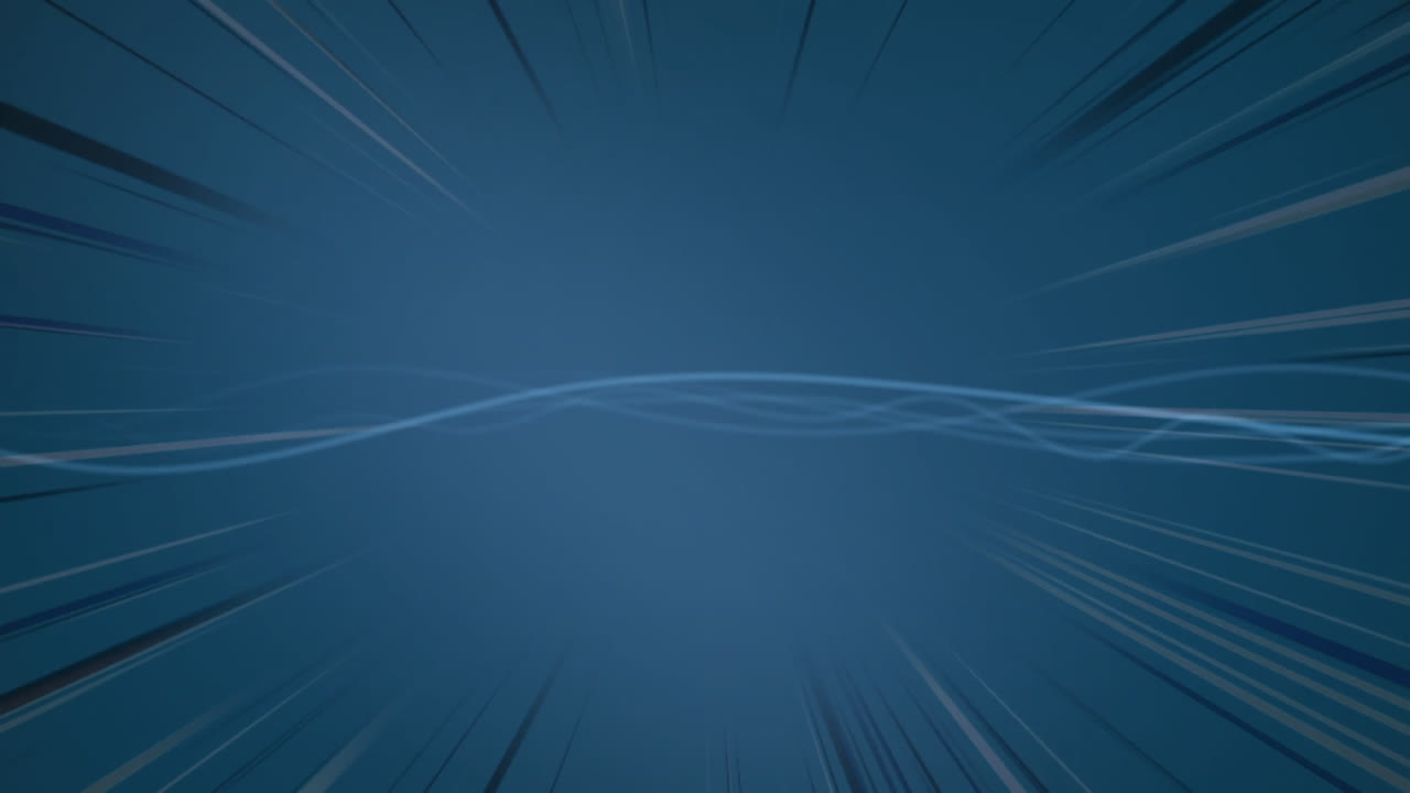 animación de líneas azules brillantes con haces de luz parpadeantes, sobre fondo azul