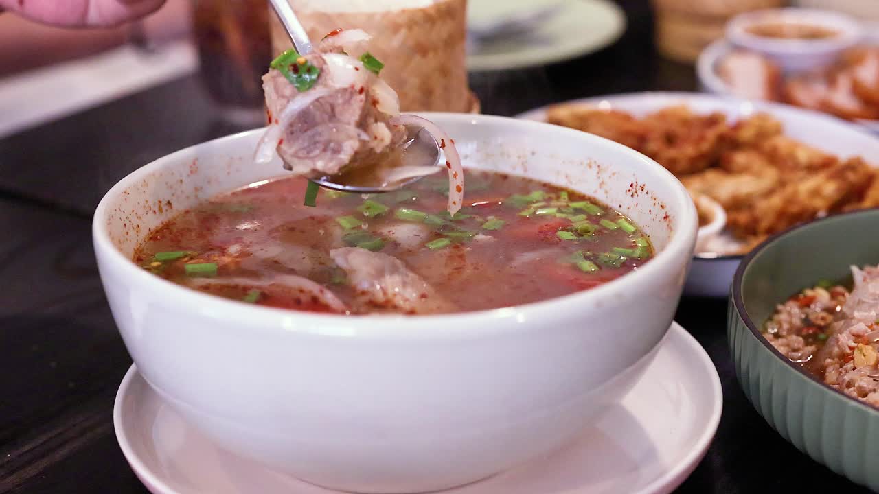 Delicious soup being served in Bangkok restaurant