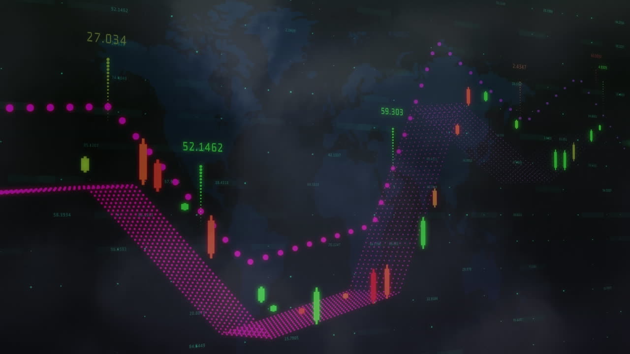 Animation af statistikbehandling over skyer og himmel