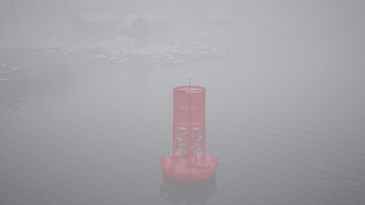 안개 가득한 바다 에서 떠다니는 은 보이