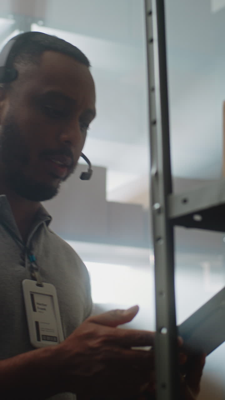 trabajador de almacén comprobando el inventario