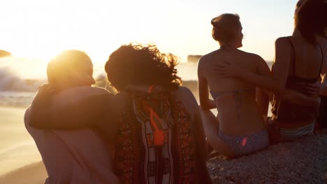 female volleyball players relaxing in the beach 4k