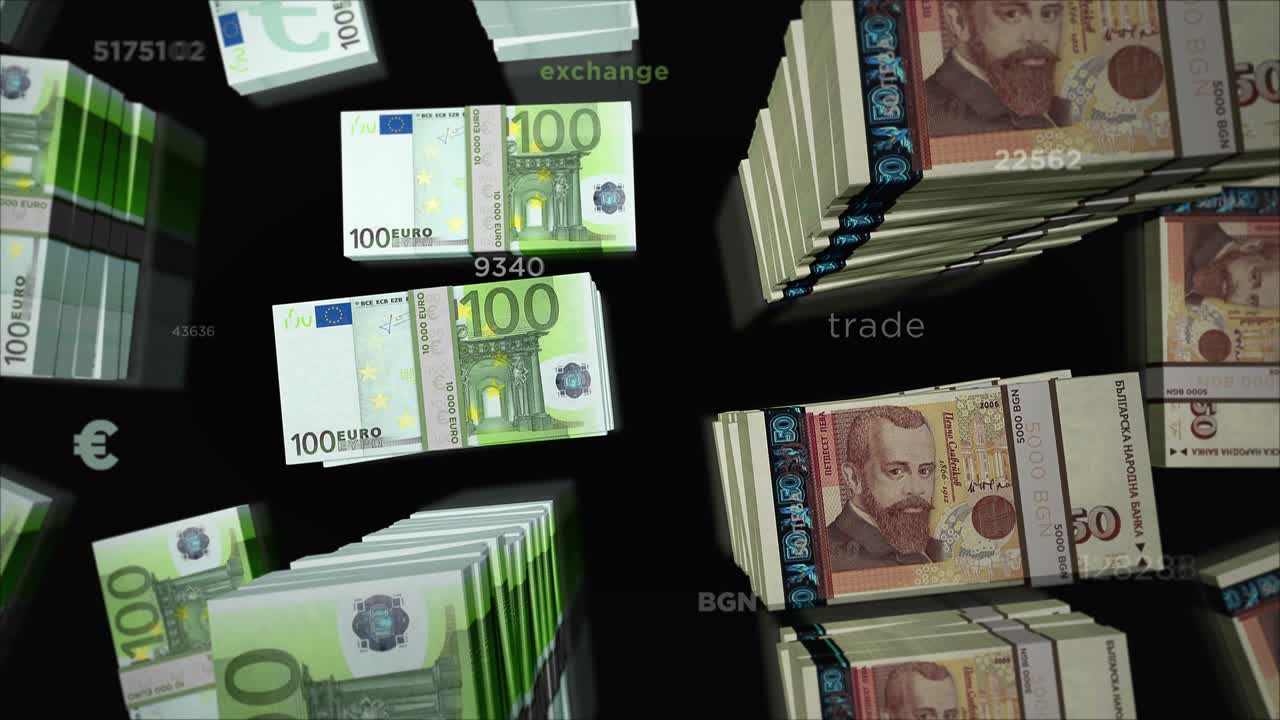 Euro und bulgarischer Lew Währungsumtausch Endlosschleifen-Animation