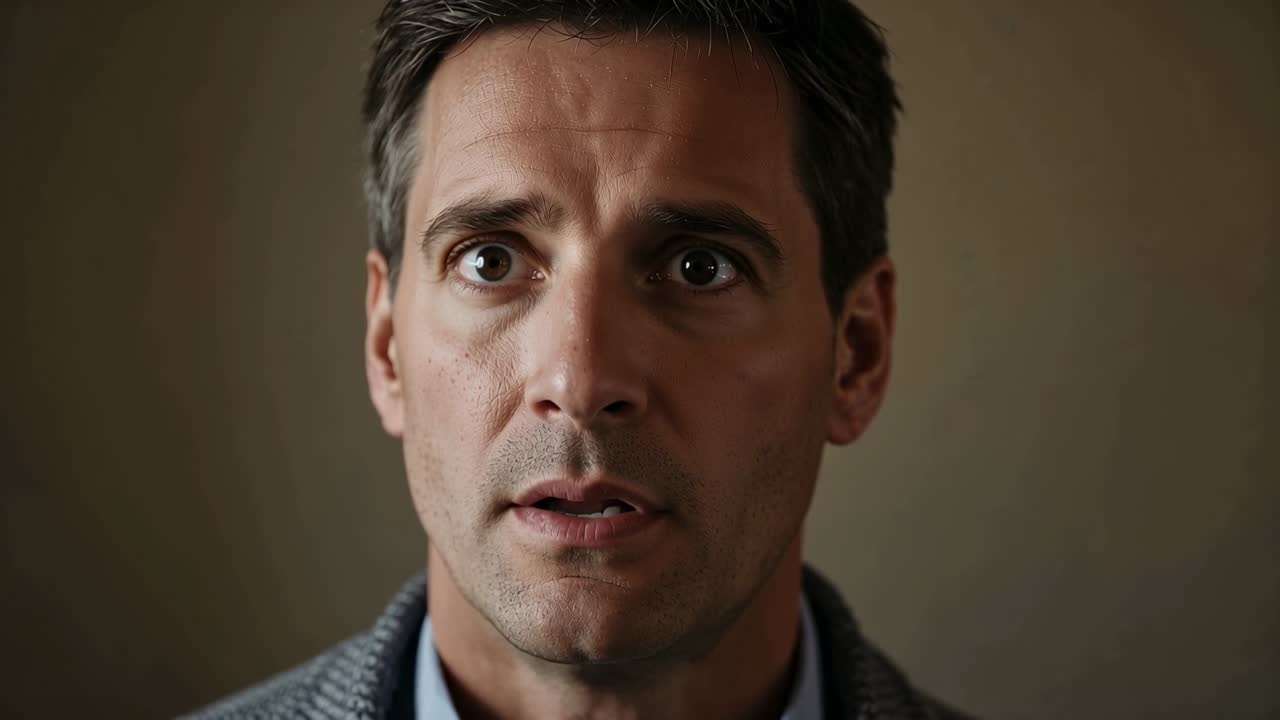 Camera loopt, man in blauw overhemd en grijze trui spreekt in een kamer tegen de camera, beantwoordt een vraag