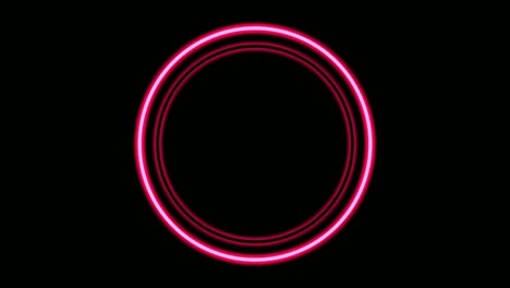 círculo de luz de neón de color rosa animación del borde en fondo negro. borde moderno con espacio de copia en blanco