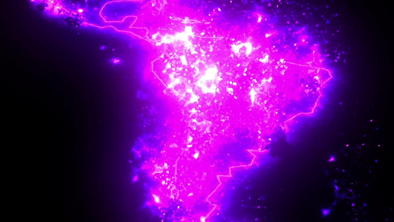 mapa da américa do sul em fogo queimando animação