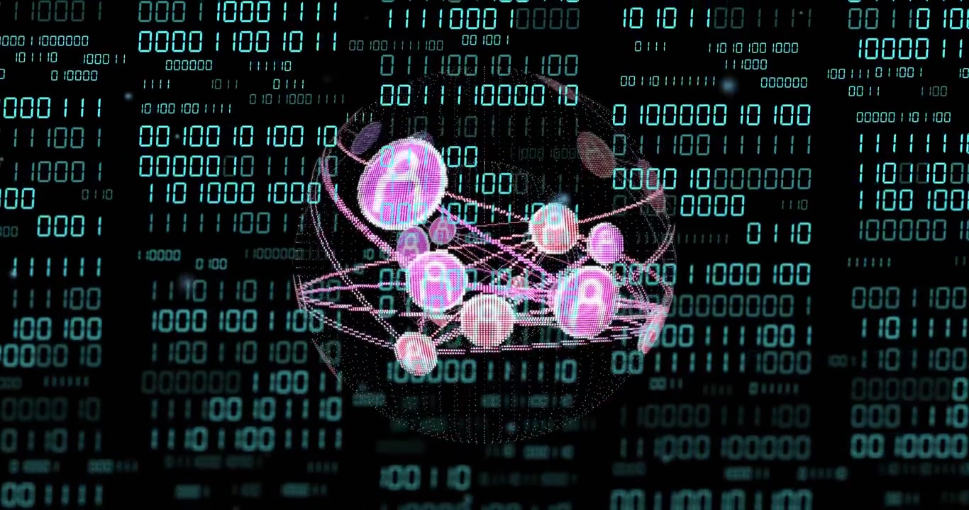 On load hologram globe network rotating while nodes pulsing and reconnecting, showing connections