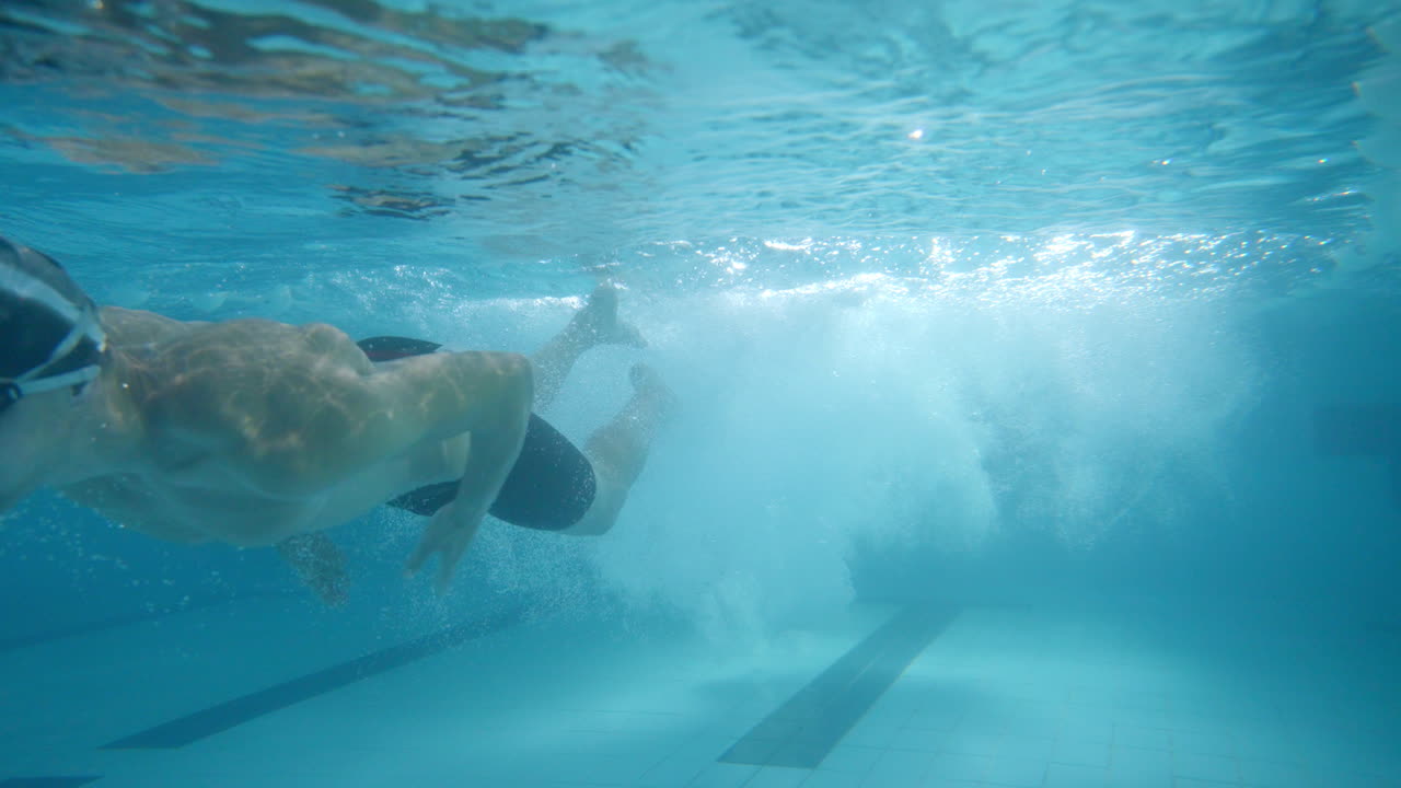 A swimmer underwater