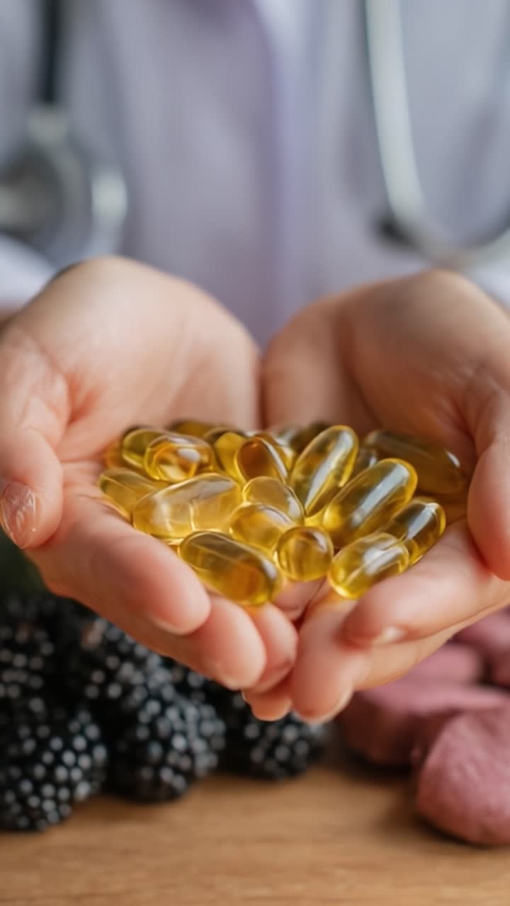 Un professionista che consegna integratori alimentari, catturando l'essenza della salute e del benessere con ingredienti ricchi di nutrienti e un focus sulla cura olistica