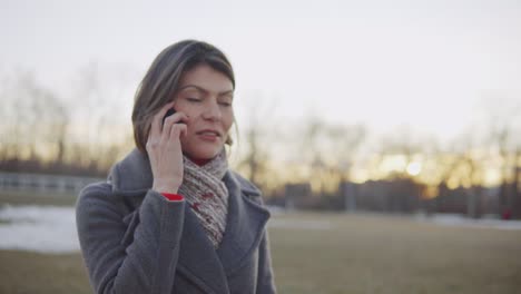 Business-woman-walking-and-talking-on-the-phone