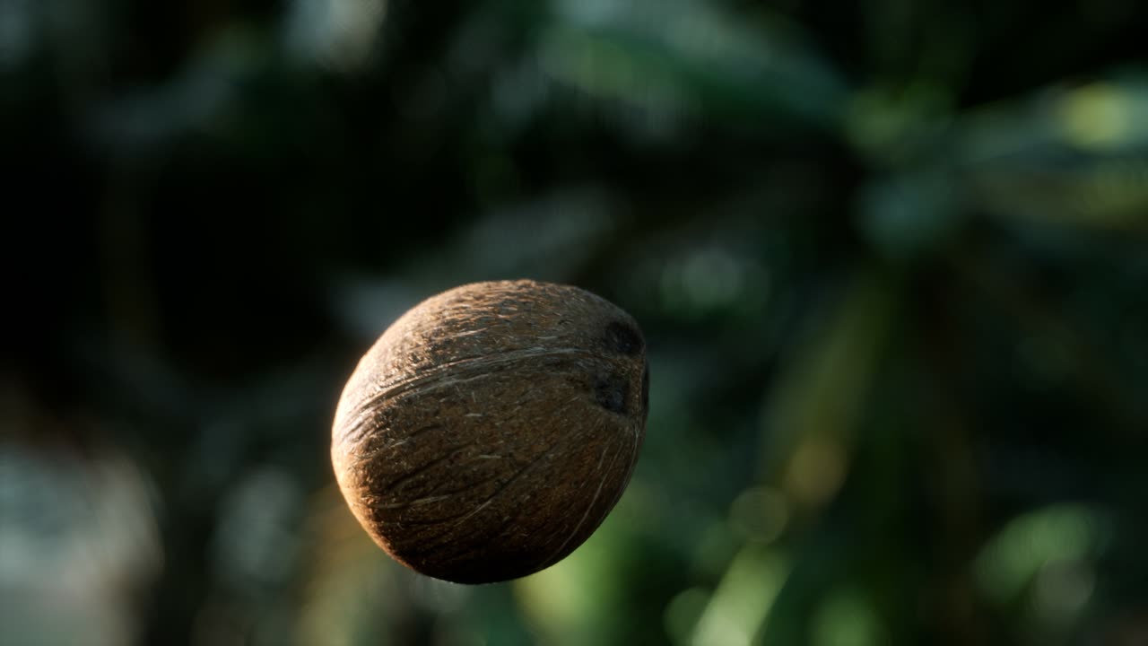 extrema cámara lenta cayendo coco en la jungla