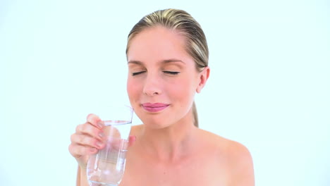 beautiful woman drinking water