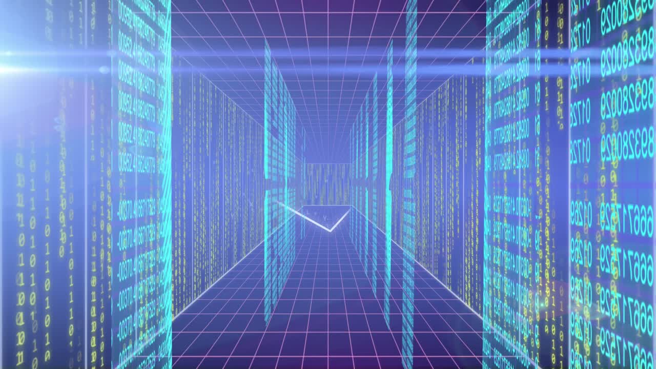 Animation of data processing and connections over computer servers