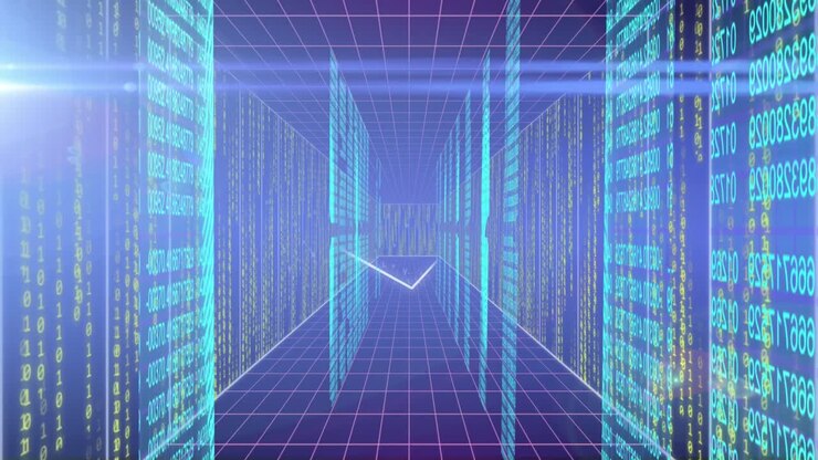 Animation of data processing and connections over computer servers