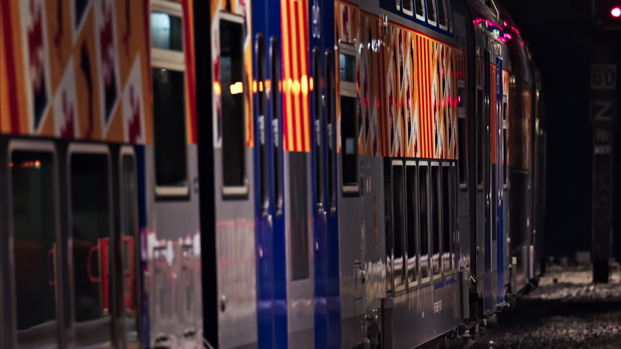 Nice, France - January 25, 2025: View of a train moving on the rails of the Nice-Ville train station