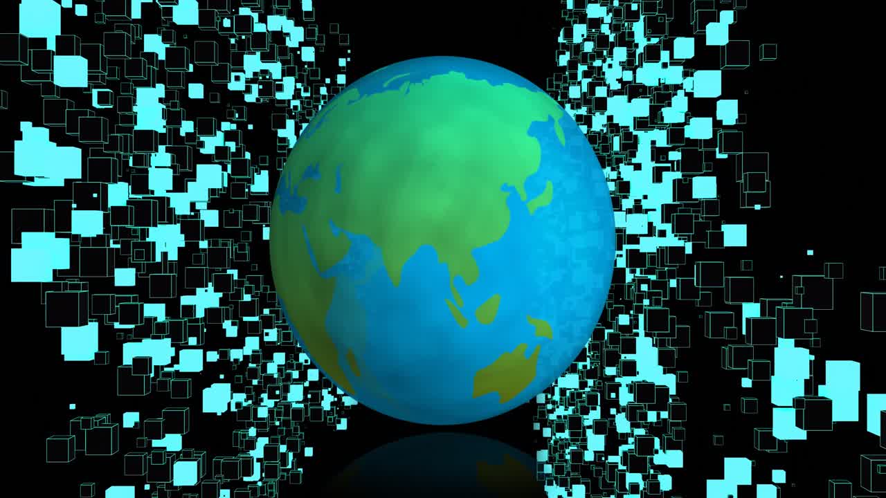 연결 네트워크와 함께 지구의 애니메이션
