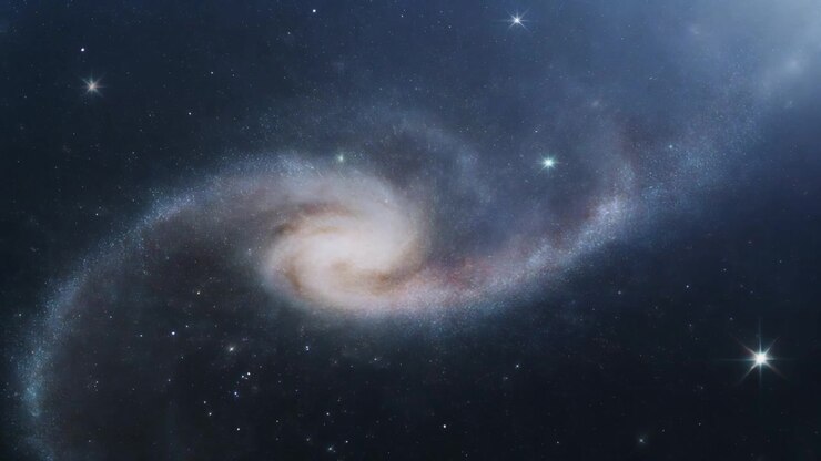 Spiral Galaxy Rotating in Deep Space