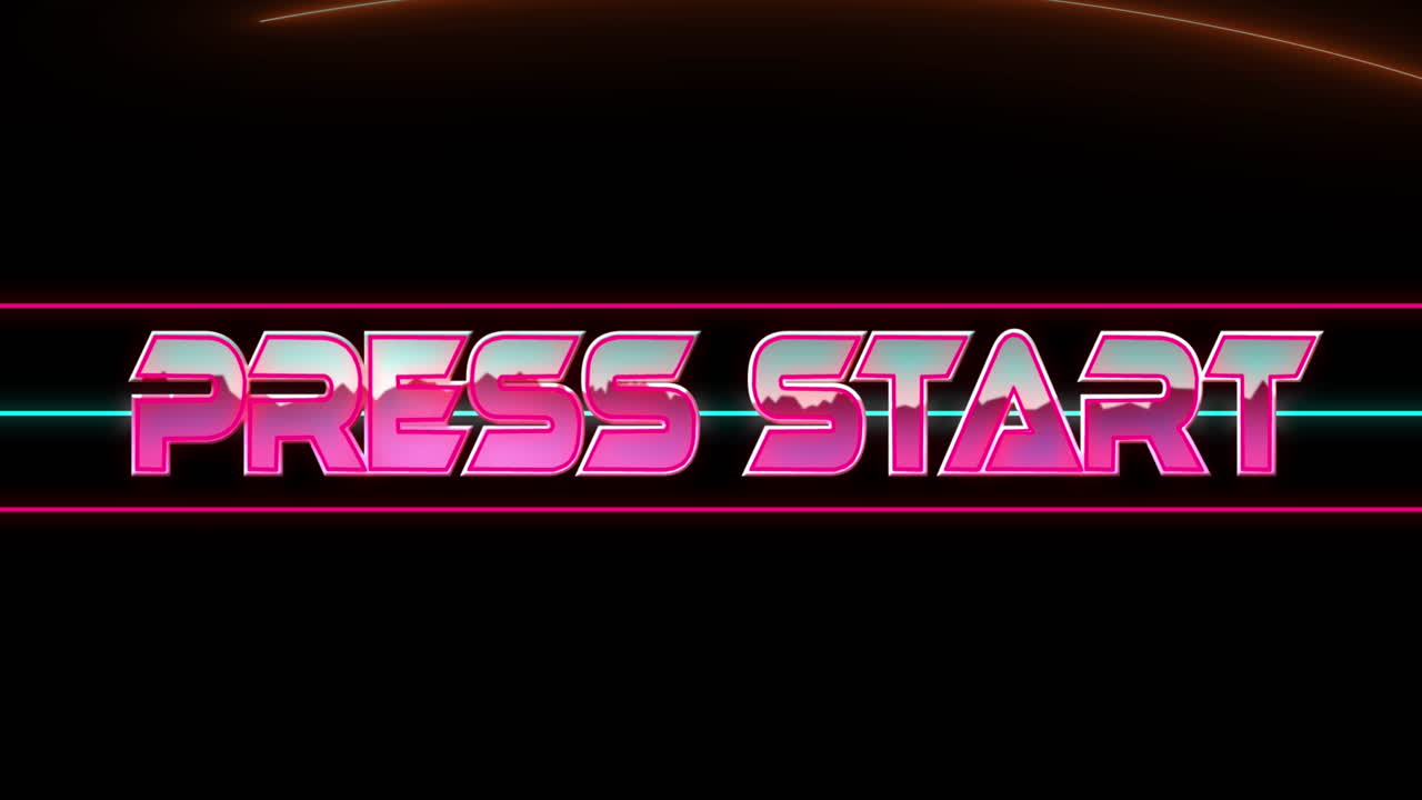 Animation of press start text on black background