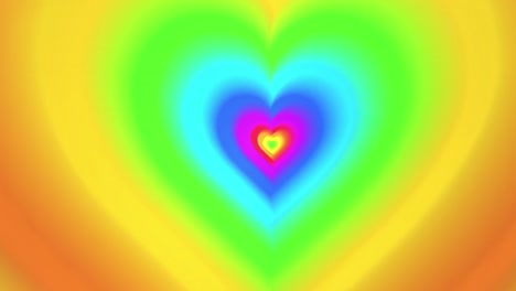 animation of digital tunnel of colourful hearts