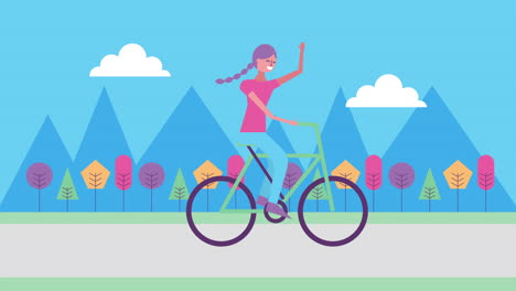 young woman in bicycle character