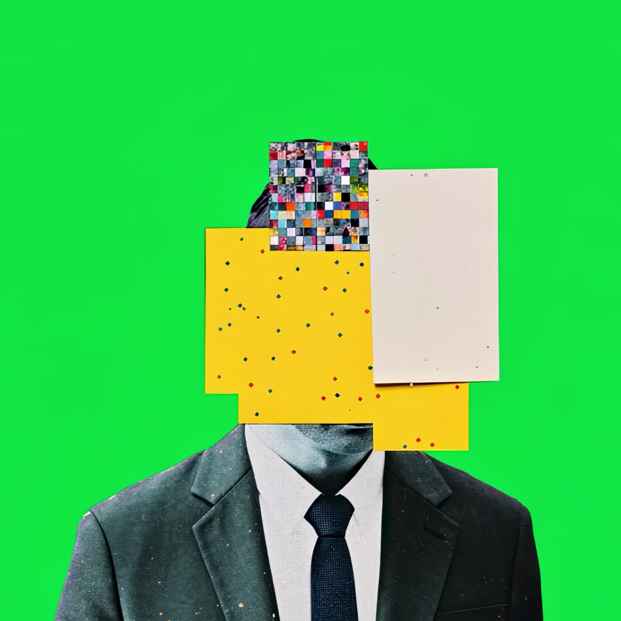 Abstract collage head portrait animation isolated asset, transparent 4K video, alpha channel, ProRes