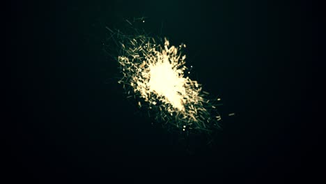 fast-moving ball of particles flying in all directions and leaving a trail, fast motion absctract animation with motion blurred particles