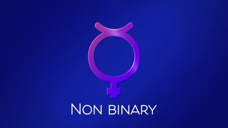 Animation-of-text-non-binary,-with-purple-non-binary-symbol-on-blue