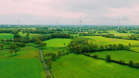 aerial view of wind turbine in the nature