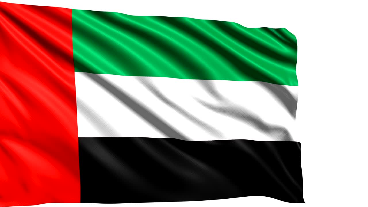 bandera de los emiratos árabes unidos en el viento (canal alfa, loopable)