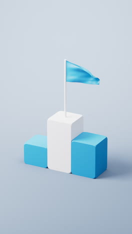 competition rankings podium steps with flag on it, 3d rendering.