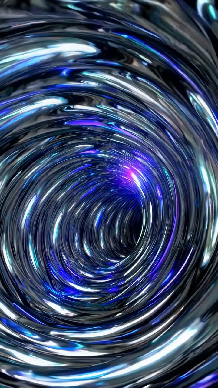 Abstract Swirling Reflective Tunnel with Dynamic Lights