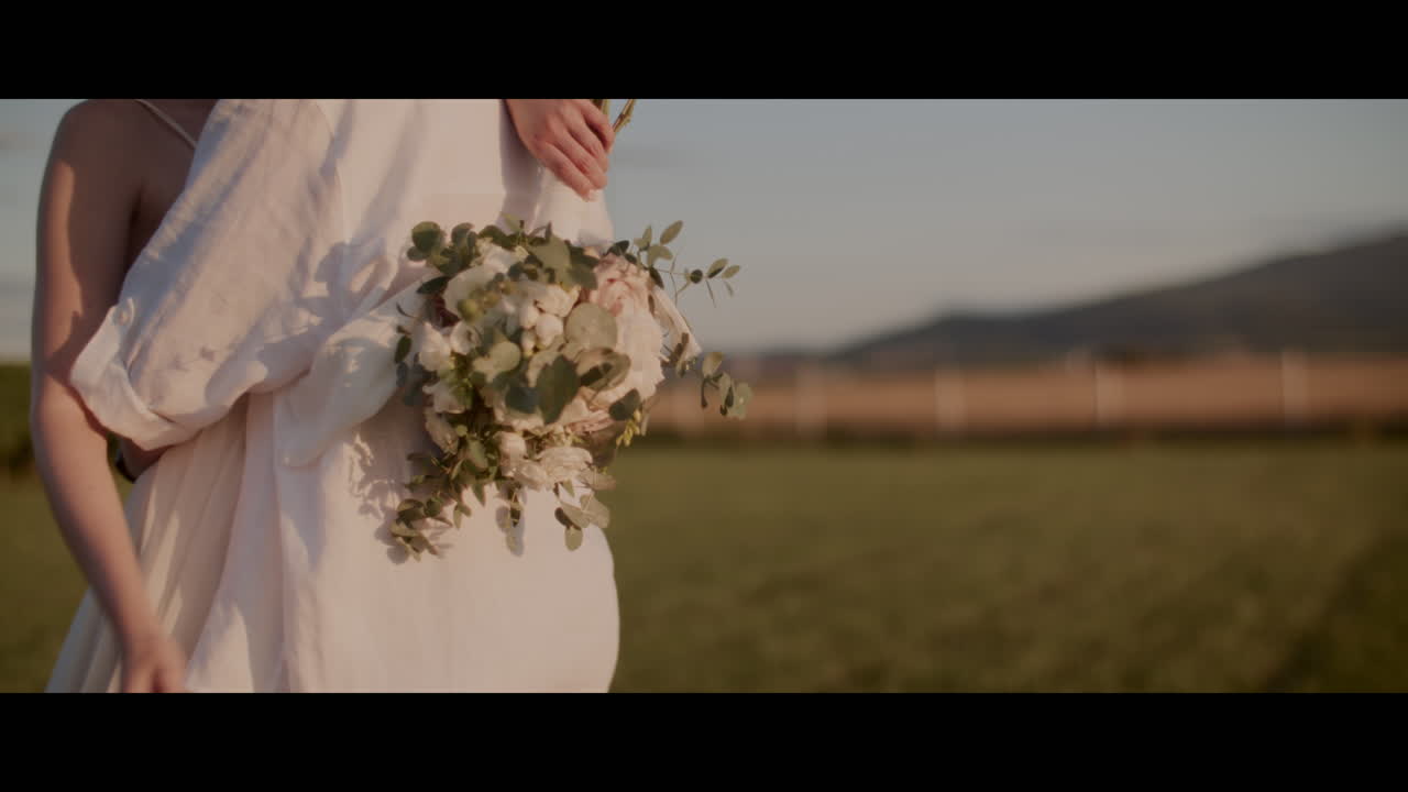 Bride and Groom with Bouquet