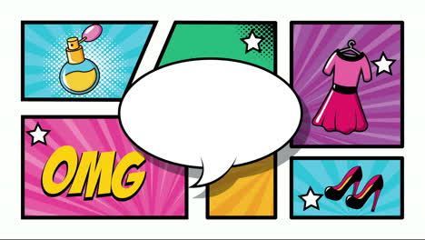 burbuja de expresión con un paquete de elementos estilo pop art