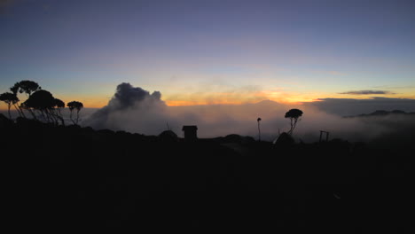 sunset in shira camp on the ascent to mount kilimanjaro