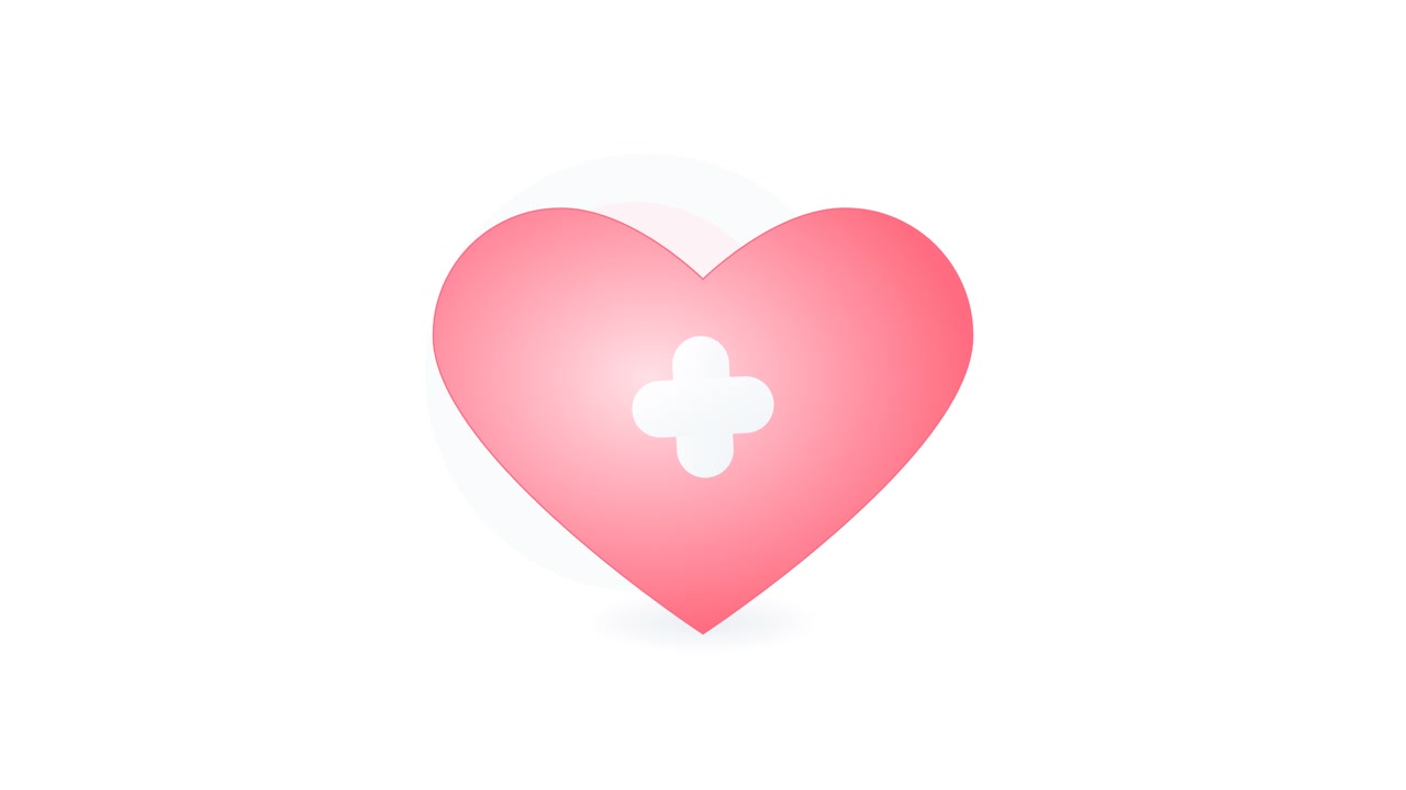 Cuore rosa animato con icona di segno più bianco