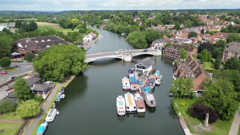 road bridge crossing river thames reading uk drone,aerial