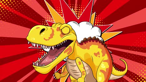 dinosaurio con un fondo de explosión de estilo cómico