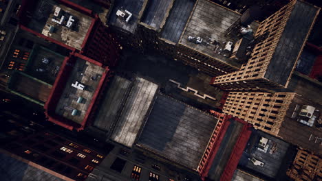 aerial view of a dense city at night