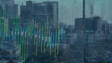 Animación-Del-Procesamiento-De-Datos-Frente-A-La-Vista-Aérea-Del-Paisaje-Urbano