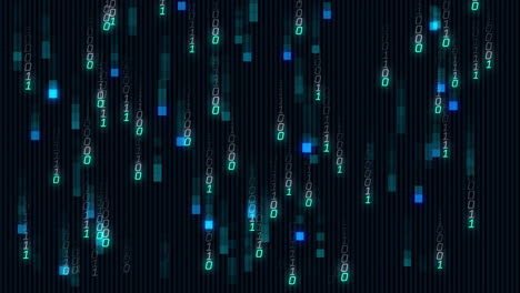 animation of binary coding data processing over black background