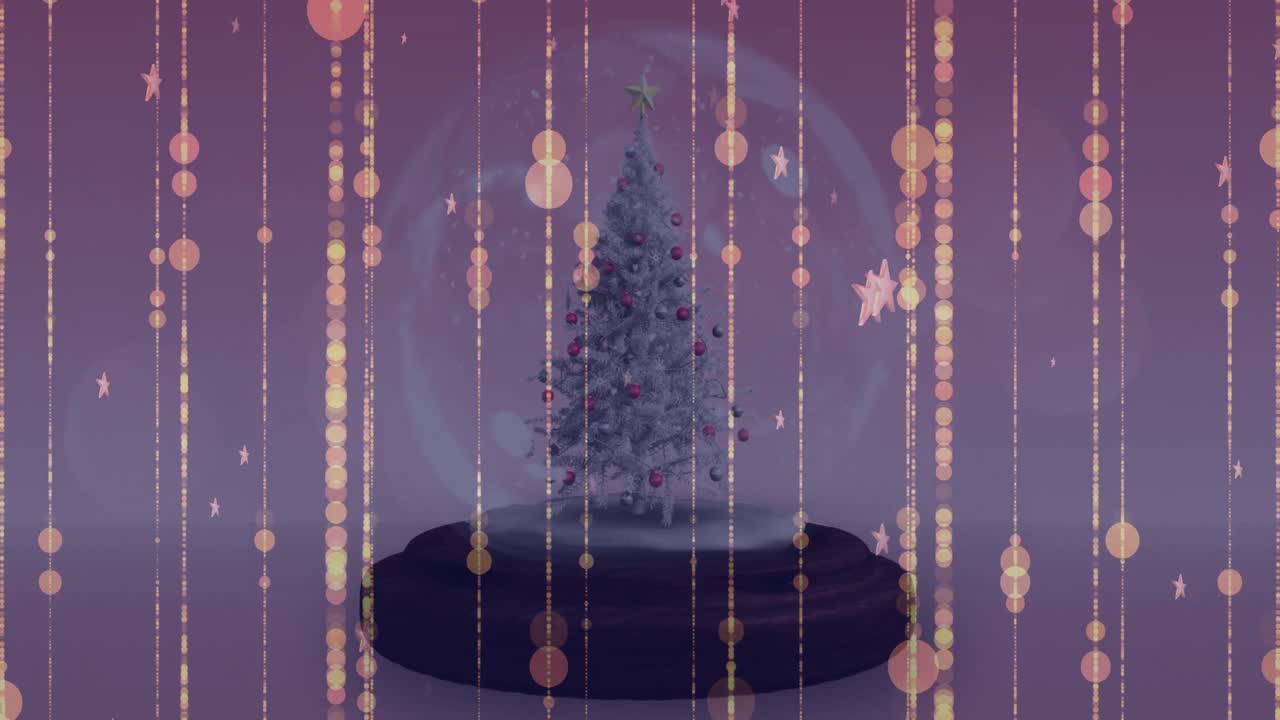 겨울 풍경에서 눈球 위에 떨어지는 별의 애니메이션