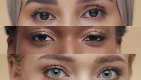 diverse women's eyes close-up