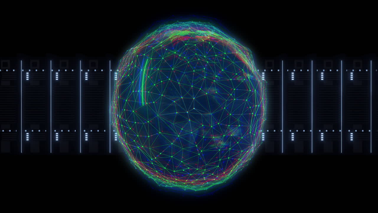 컴퓨터 서버를 통해 지구와 연결 네트워크의 애니메이션