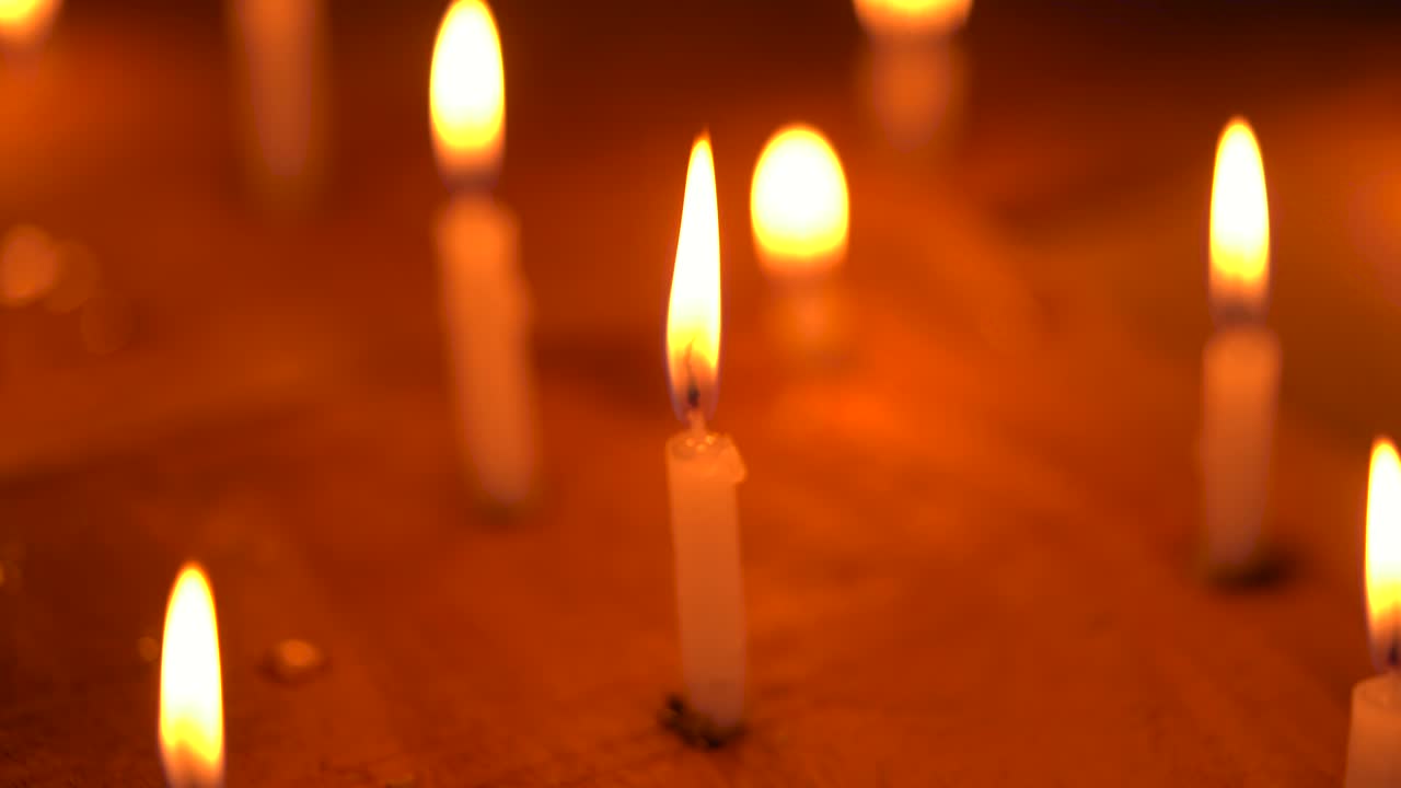 Burning Lit Candles At Church