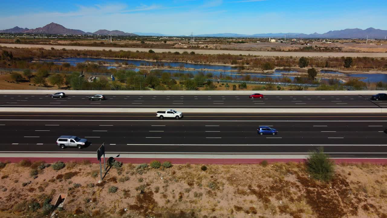 Traffic Sweep Along Loop 202 Freeway by Salt River Near Mesa Arizona