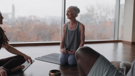 yoga class with diverse group