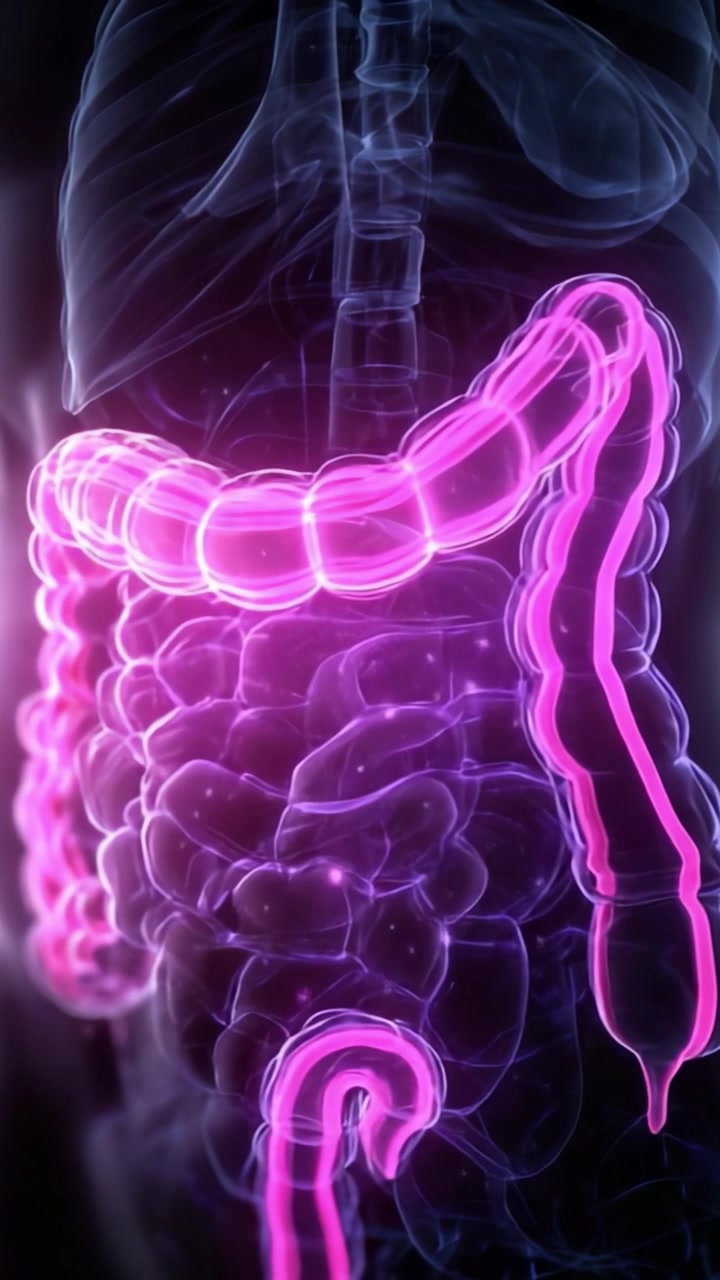 Sbalorditiva Visualizzazione del Sistema Digerente Umano: Uno Sguardo Dettagliato alla Struttura Anatomica degli Intestini con Colori Vivaci e Dettagli Intricati