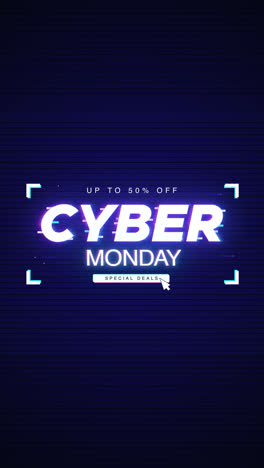 an animation of a glitch cyber monday offer banner